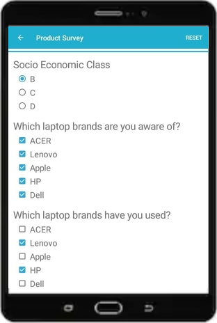 Survey execution on Android tablet