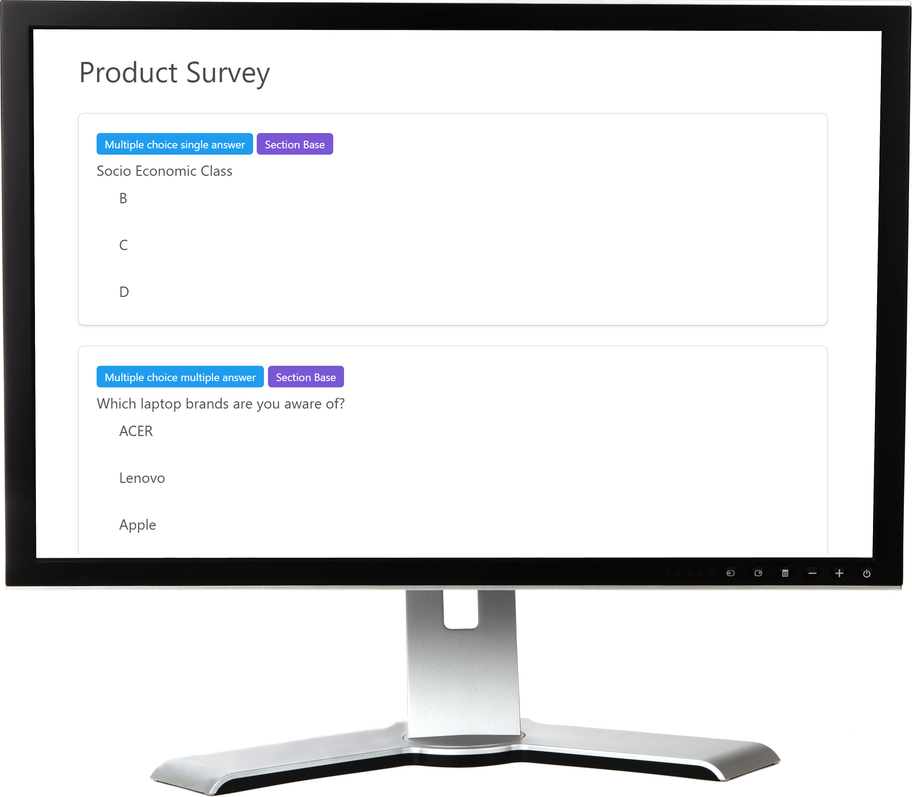 Survey scripting app on computer monitor